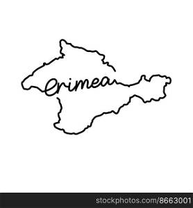 Crimea outline map with the handwritten country name. Continuous line drawing of patriotic home sign. A love for a small homeland. T-shirt print idea. Vector illustration.. Crimea outline map with the handwritten country name. Continuous line drawing of patriotic home sign