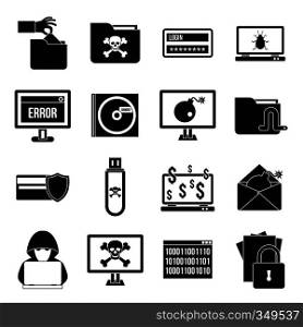 Criminal activity icons set in simple style isolated on white background. Criminal activity icons set, simple style