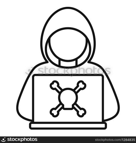 Criminal hacker icon. Outline criminal hacker vector icon for web design isolated on white background. Criminal hacker icon, outline style