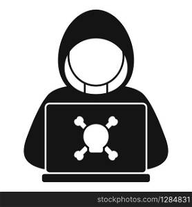 Criminal hacker icon. Simple illustration of criminal hacker vector icon for web design isolated on white background. Criminal hacker icon, simple style