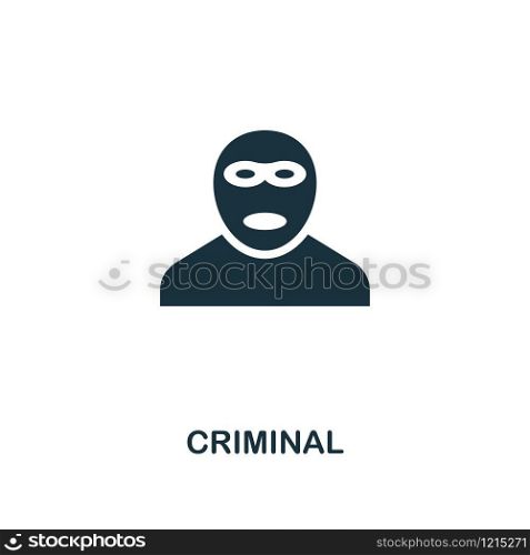 Criminal icon. Premium style design from security collection. UX and UI. Pixel perfect criminal icon for web design, apps, software, printing usage.. Criminal icon. Premium style design from security icon collection. UI and UX. Pixel perfect Criminal icon for web design, apps, software, print usage.