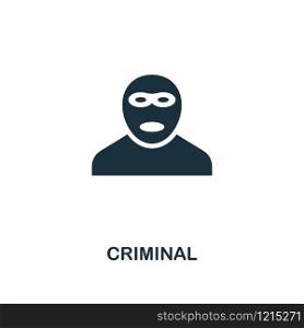 Criminal icon. Premium style design from security collection. UX and UI. Pixel perfect criminal icon for web design, apps, software, printing usage.. Criminal icon. Premium style design from security icon collection. UI and UX. Pixel perfect Criminal icon for web design, apps, software, print usage.