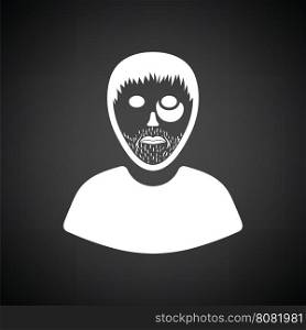 Criminal man icon. Black background with white. Vector illustration.