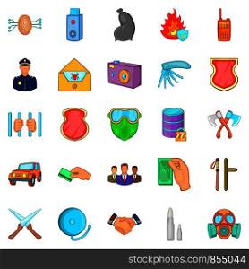 Criminality icons set. Cartoon set of 25 criminality vector icons for web isolated on white background. Criminality icons set, cartoon style