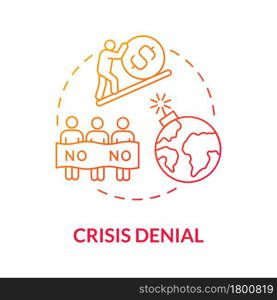 Crisis denial gradient concept icon. Environmental degradation. Global warming protests and financial impact abstract idea thin line illustration. Vector isolated outline color drawing.. Crisis denial gradient concept icon