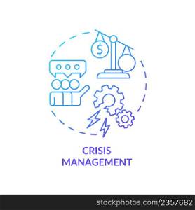 Crisis management blue gradient concept icon. Communication plan. PR service for business abstract idea thin line illustration. Isolated outline drawing. Myriad Pro-Bold font used. Crisis management blue gradient concept icon