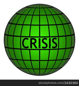 crisis on earth globe with grid, vector sign symbol crisis on earth, 3d model