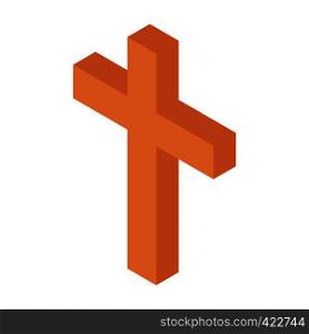 Cristian cross isometric 3d icon. Brown single symbol on a white background. Cristian cross isometric 3d icon