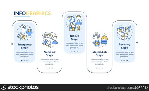 Criteria for PTSD rectangle infographic template. Problem symptoms. Data visualization with 5 steps. Process timeline info chart. Workflow layout with line icons. Lato-Bold, Regular fonts used. Criteria for PTSD rectangle infographic template