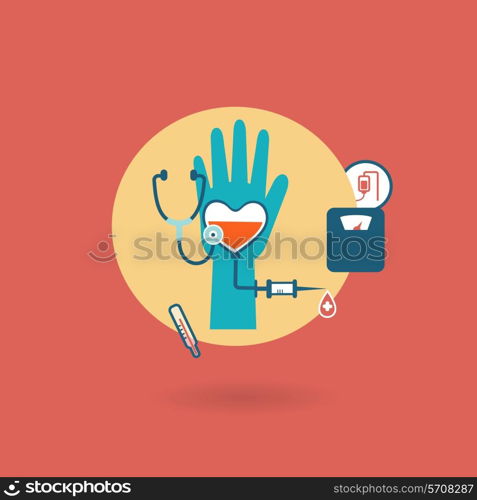 criteria of health, weight, pressure, pulse donor icon