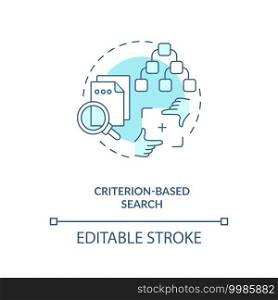Criterion based search concept icon. Contract management software functions. Category information idea thin line illustration. Vector isolated outline RGB color drawing. Editable stroke. Criterion based search concept icon