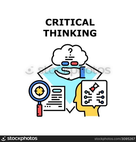 Critical Thinking Vector Icon Concept. Critical Thinking Essentially Questioning, Challenging Approach To Knowledge And Perceived Wisdom. Businessman Question And Answer Color Illustration. Critical Thinking Vector Concept Illustration