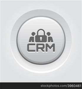 CRM Security Icon. CRM Security Icon. Business and Finance. Grey Button Design
