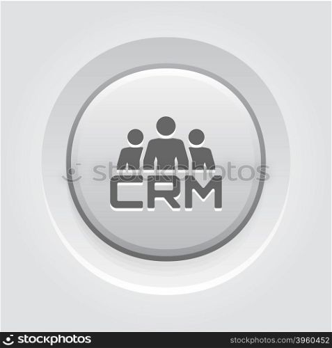 CRM System Icon. Flat Design.. CRM System Icon. Business and Finance. Grey Button Design
