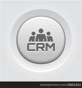 CRM System Icon. Flat Design.. CRM System Icon. Business and Finance. Grey Button Design