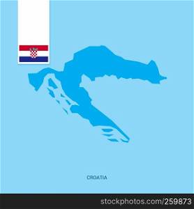 Croatia Country Map with Flag over Blue background
