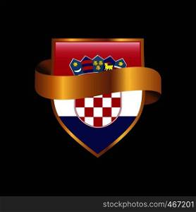 Croatia flag Golden badge design vector