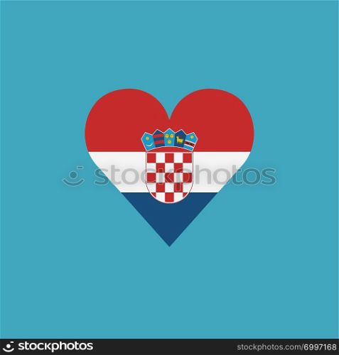 Croatia flag icon in a heart shape in flat design. Independence day or National day holiday concept.