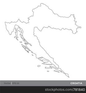 Croatia - Outline Europe Country Map Vector Template, stroke editable Illustration Design. Vector EPS 10.