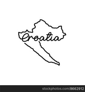 Croatia outline map with the handwritten country name. Continuous line drawing of patriotic home sign. A love for a small homeland. T-shirt print idea. Vector illustration.. Croatia outline map with the handwritten country name. Continuous line drawing of patriotic home sign