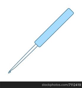 Crochet Hook Icon. Thin Line With Blue Fill Design. Vector Illustration.