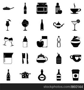 Crockery icons set. Simple set of 25 crockery vector icons for web isolated on white background. Crockery icons set, simple style