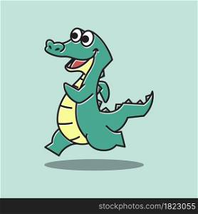 Crocodile Alligator Running Sport Funny Cute Character Cartoon Mascot