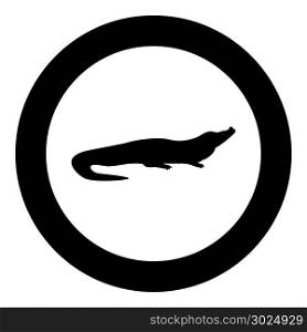 Crocodile black icon in circle vector illustration isolated