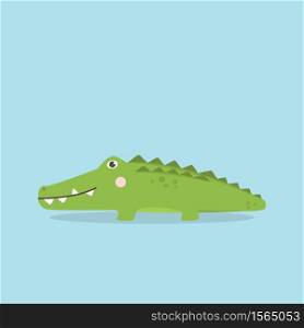 Crocodile cartoon character. Cute little Crocodile/Alligator monster vector illustration for kids, children&rsquo;s book, fairy tales, covers, baby shower invitation, card or t-shirt textile.