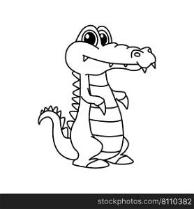 Crocodile cartoon coloring page for kids Vector Image