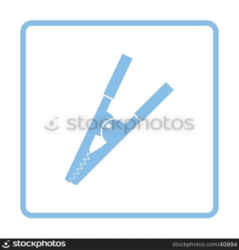Crocodile clip icon. Blue frame design. Vector illustration.