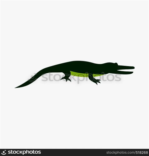 Crocodile icon in flat style isolated on white background. Crocodile icon, flat style