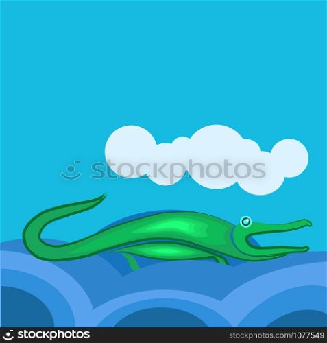 Crocodile in river, illustration, vector on white background.
