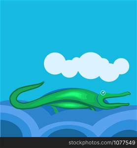 Crocodile in river, illustration, vector on white background.