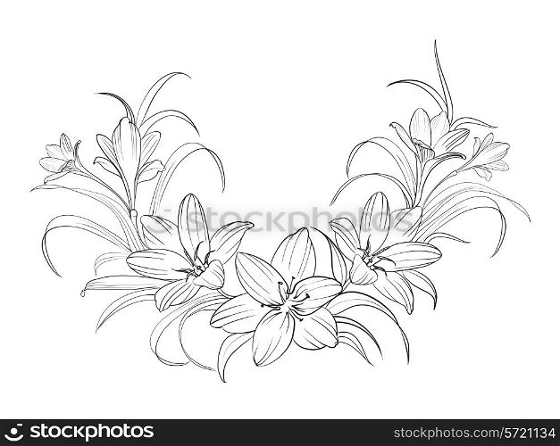 Crocus flowers isolated over white. Vector illustration.