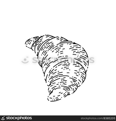 croissant bread hand drawn vector. bakery, coffee breakfast, french food, chocolate cake croissant bread sketch. isolated black illustration. croissant bread sketch hand drawn vector