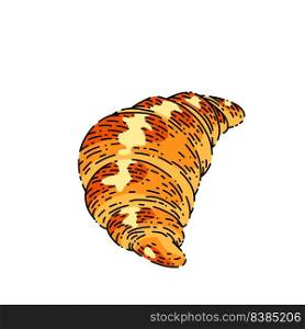 croissant bread hand drawn vector. bakery, coffee breakfast, french food, chocolate cake croissant bread sketch. isolated color illustration. croissant bread sketch hand drawn vector