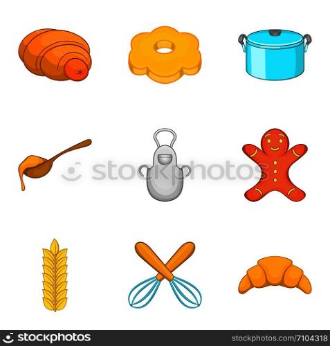 Croissant icons set. Cartoon set of 9 croissant vector icons for web isolated on white background. Croissant icons set, cartoon style