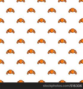 Croissant pattern seamless repeat in cartoon style vector illustration. Croissant pattern