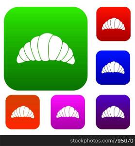 Croissant set icon color in flat style isolated on white. Collection sings vector illustration. Croissant set color collection