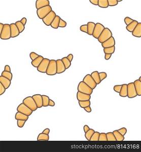 Croissants seamless pattern vector illustration. Background traditional french pastries. Baking for breakfast print for paper, packaging and design. Croissants seamless pattern vector illustration