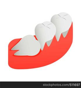 Crooked tooth icon in isometric 3d style on a white background . Crooked tooth icon, isometric 3d style