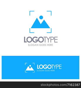 Crop, Focus, Photo, Photography Blue Solid Logo with place for tagline