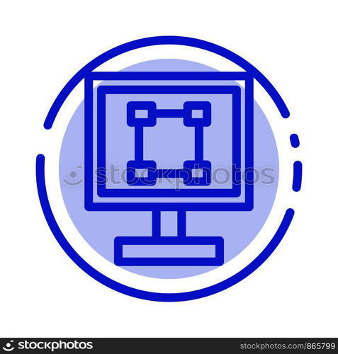 Crop, Graphics, Design, Program, Application Blue Dotted Line Line Icon