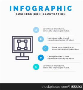 Crop, Graphics, Design, Program, Application Line icon with 5 steps presentation infographics Background