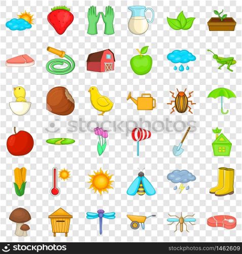 Crop icons set. Cartoon style of 36 crop vector icons for web for any design. Crop icons set, isometric style