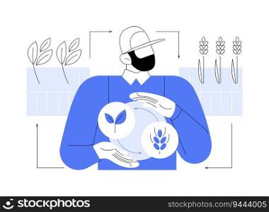 Crop rotation abstract concept vector illustration. Farmer walks across the field, crop rotation, ecology industry, sustainable agriculture, agroecology worker, soil protection abstract metaphor.. Crop rotation abstract concept vector illustration.