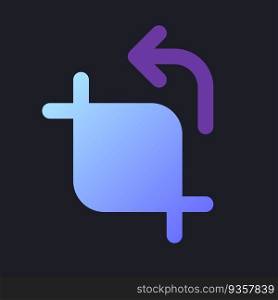 Cropping flat gradient fill ui icon for dark theme. Video file editing software. Remove image part. Pixel perfect color pictogram. GUI, UX design on black space. Vector isolated RGB illustration. Cropping flat gradient fill ui icon for dark theme