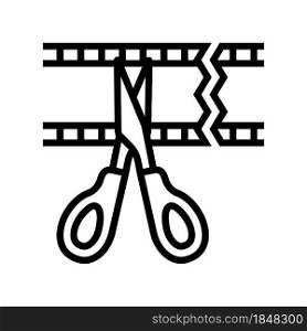 cropping video line icon vector. cropping video sign. isolated contour symbol black illustration. cropping video line icon vector illustration
