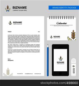Crops in hands Business Letterhead, Calendar 2019 and Mobile app design vector template
